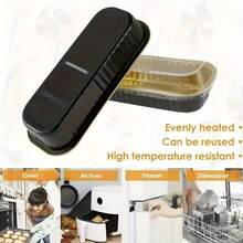 可重复使用的铝箔迷你蛋糕盘 - 6.76 盎司不粘矩形烤盘，适用于烤箱/烤架/空气炸锅，便携式容器，节日烘焙、派对、野餐和露营必备。