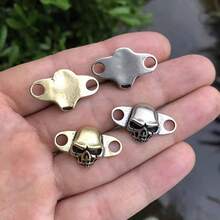 1 Pair Vintage Skull Shoelace Charms - Gold - View 7