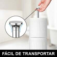 Soporte de papel higiénico (con función de reserva), soporte de almacenamiento de rollos de repuesto independientes, acero inoxidable, diseño moderno - Negro Mate - Ver 3