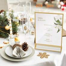 6 件装亚克力标牌架,带金色框架和垂直支架,4X6 英寸(10X15 厘米) - 透明双面桌面菜单展示架,适用于婚礼桌号、餐厅标牌、照片和艺术展览 - 金色 - 查看 16