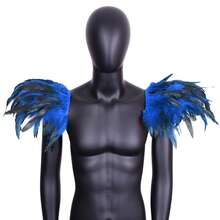 Hombreras de estilo gótico unisex de tamaño mediano con plumas sintéticas negras para fiesta de Navidad roja y carnaval, hechas de fibra de poliéster, perfectas para cosplay - A - Ver 14