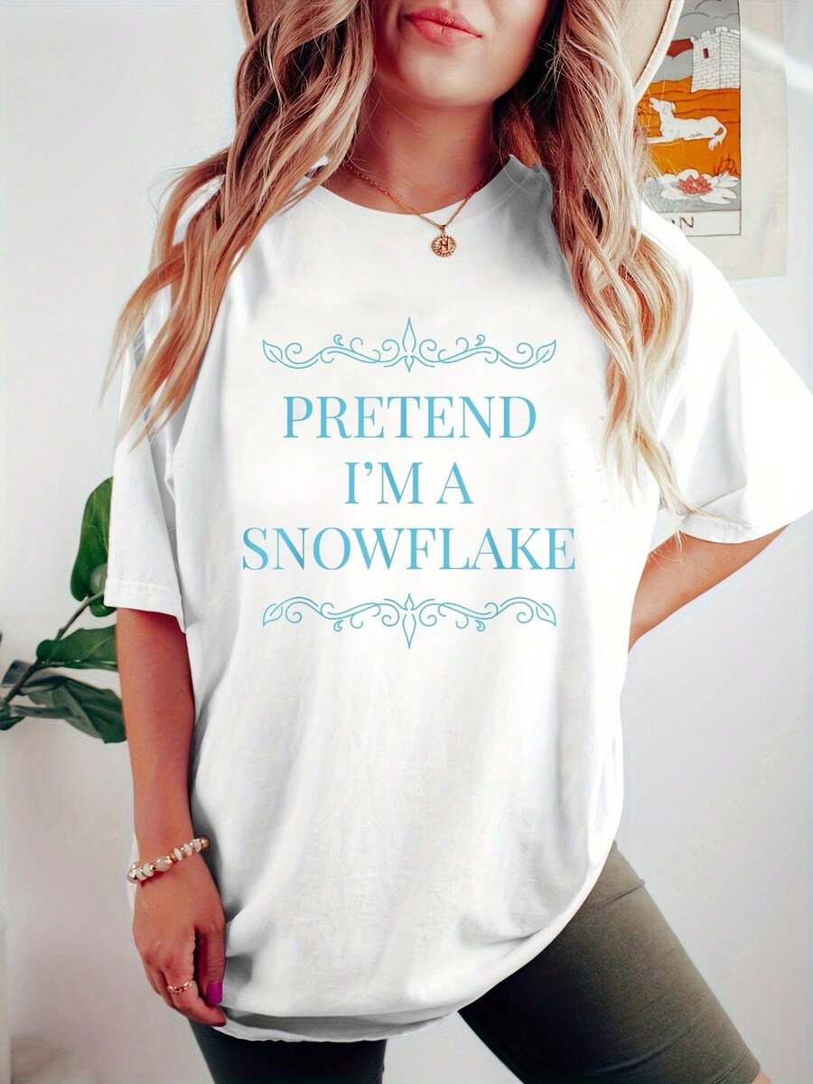 Camiseta de copo de nieve azul de Navidad - Camiseta impresa con letras de feliz Navidad, 100% algodón, top de mujer de otoño de Navidad - Blanco - Ver 1