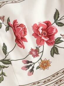 Vestido largo de verano de estampado floral con cintura ceñida, informal - Blanco - Ver 4