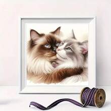 1/6pcs New 5D DIY Diamond Painting Kit, Cat Theme Pattern, Full Round Diamond Painting Canvas Art Craft, Living Room Bedroom Study, Halloween Christmas Gift, Home Decor Wall Art, Frameless