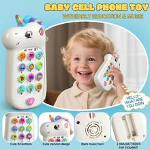 Teléfono musical interactivo para bebés: música, clima, animales y talla grande de 10 efectos de sonido, 2 modos intercambiables, opciones de color rosa y azul