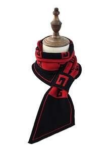 1件复古针织纽扣围脖，女士时尚百搭围脖，保暖围脖披肩，可搭配连衣裙 - 黑紅色 - 查看 2