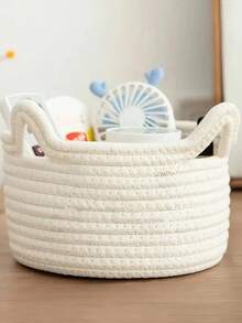 Personalized Woven Storage Basket, Customizable Name - Embroidered Rope Woven Storage Rack, Suitable For Nursery, Home Decor, Newborn Gift - Multicolor - View 8