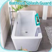 Geelin 2 Pieces Bathtub Splash Guard Silicone Tub Water Splash Guard With 6 Suction Cups Bathtub Side Tray Tub Edge Play Shelf Area For Toy Storage Green