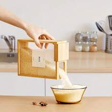 4pcs Modern Bamboo Acrylic Food Storage Dispenser Kitchen Organizer With Hermetic Seal For Cereal Pasta Flour Rice Countertop Pantry Camping Restaurants Space-Saving Design Home Kitchen Supplies