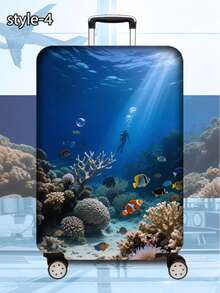 1 chiếc 300G/mét vuông. Bộ sưu tập họa tiết đại dương bao gồm vỏ bọc và phụ kiện hành lý có đệm. Hoàn hảo cho các chuyến công tác, kỳ nghỉ, du lịch, ký gửi hành lý và trở lại trường học. Thêm nét phong cách cho hành lý của bạn. Tương thích với vali 20-28 inch. - Màu xanh lam - Xem 14