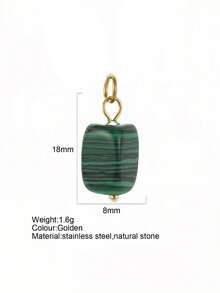 1pc Vintage Elegant Stainless Steel Natural Stone Geometric Pendant, DIY Necklace Bracelet Earring Keychain, Suitable For Christmas Gift & Daily Wear