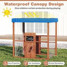 Kids Gas Station Playhouse W/ Gas Refueling Guns Chalkboards & Storage Shelves - Blue and Brown - View 8