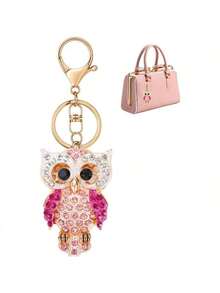 Dije con forma de búho brillante, llavero de metal, accesorio de joyería creativo, recuerdo de fiesta, aleación de zinc, al por mayor, regalo de otoño y Navidad