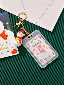 1 Stück transparenter Kartenhalter mit kreativem ID-Schutzgehäuse, inklusive Weihnachtsanhänger Schlüsselanhänger, ein stilvoller Kartenhalter, geeignet für Studenten, Krankenschwestern und Lehrer zum Aufbewahren von Arbeits-ID und Essenskarten, ein Weihnachtsgeschenk für Freunde.