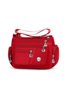 حقيبة كتف كاجوال ذات سعة كبيرة متعددة الجيوب بلون أحادي عصري للأمهات