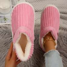 Ultra Soft Indoor Slippers For Women Cozy Cotton House Shoes - Pink - View 3