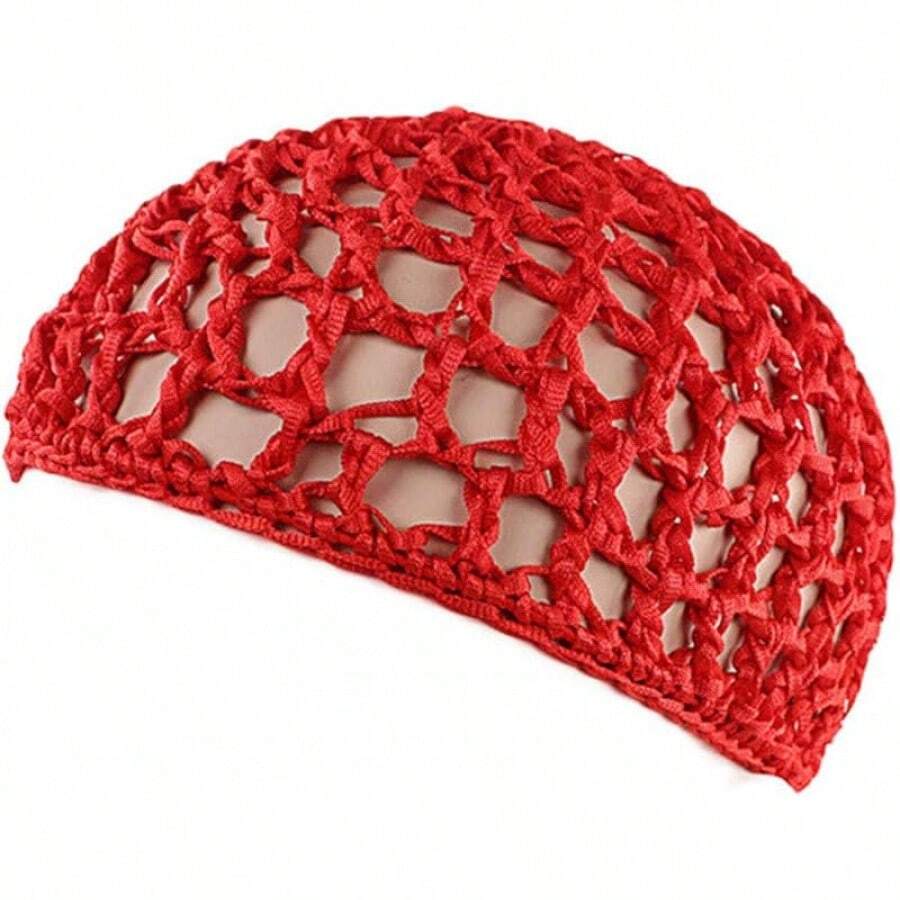 Women Soft Rayon Snood Hat Hair Net Crocheted Hair Net Mix Colorshalloween - 庫法紅-2件 - 查看 1