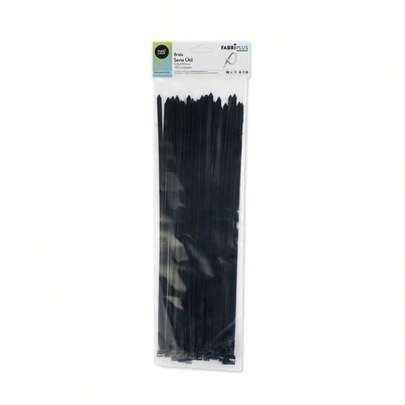 Beutel mit 100 schwarzen Kabelbindern, 4,8 x 430 mm, 100 % Nylon 66, stark und langlebig.