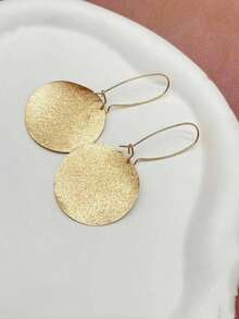 Round Drop Earrings - Gold - View 4