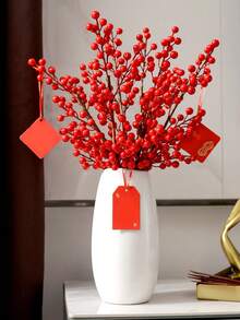 1 pieza Rama artificial de arándano rojo de 95 cm, rama de bayas de invierno, adecuada para decoración de otoño/invierno, Acción de Gracias, Navidad, Halloween, Festival de la Cosecha, Boda, Fiesta y decoración de mesa del hogar - Multicolor - Ver 12