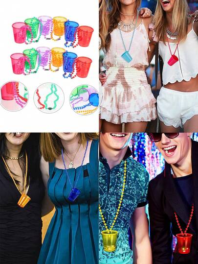 1/6/12pcs/Pack Multicolor Party Decorative Shot Glasses, Birthday Party, Cocktail Party, Beaded Chain Cups