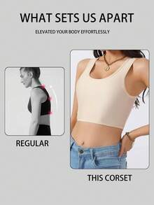 2pcs/Set Side Button Up Sports Bras For Women, Compression, Flattening Bust, Low-Cut Vest