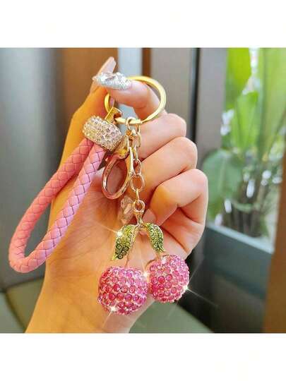 1 Piece Personalized Metal Cherry Retro Fruit Keychain, Cherry-Shaped Fashion Bag Hanging Accessory Car Accessories Bag Charm School Cute Gothic Y2K Bag Accessories With Lanyard, Adorable Car Accessories Bag Accessories Bag Charms Car Accessories Teacher Friend Sister Gift Ideas
