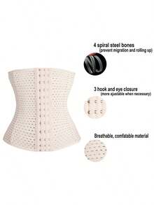 1pc Plus Size Women Waist Trainer, Tummy Control, Butt Lifter, Suitable For Fitness, Daily Wear, Wedding Dress, Casual Outfit - Beige-xXL - View 3