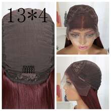 99J Wine Red Fluffy Wavy 13X4 Lace Front Synthetic Wig, Pre-Plucked Bleached Knots, Suitable For Cosplay, Daily Party, Heat Resistant Fiber Front Wig - Multicolor - View 7