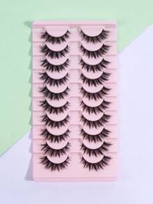 MAANGE 10/20对自然交叉全条假睫毛，透明/黑色睫毛梗，蓬松精致，适合日常佩戴，卡通风格，旅行必备 - 黑色 - 查看 13