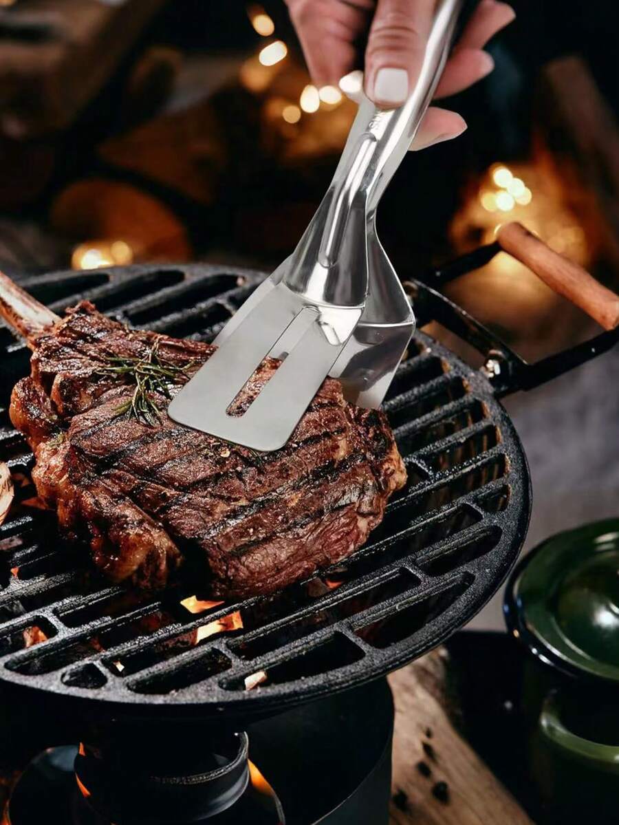 1 Pc Stainless Steel Multi-Functional Frying Clip For Steak, Fish, Meat, AndTNoodles -Ideal For Barbecues And Baking - Easy To Use
