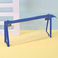 1pc PVC Transparent Triangle Pencil Case, Minimalist Back To School Student Large Capacity Zipper Storage Bag, Portable & Waterproof