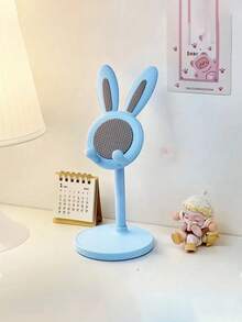 1pc Plastic Rabbit Shaped Adjustable Slouchy Phone/Tablet Holder, Versatile Desk Stand Organizer, Simple Design, Suitable For Tablets, Smartphones, Live Streaming