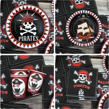 10pcs Theme Party Supplies Birthday Party Decoration Supplies Disposable Paper Plates Paper Towels Paper Cups Exquisite Crafts Fashion Match Party Pirate Skull Picnic Adventure