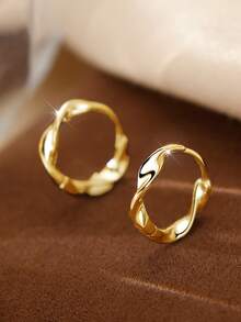 2 件镀金粗圈耳环女士男士中性耳环新娘婚礼派对 INS 珠宝礼物朋友女友妻子情人节 - WDET-479 - 查看 1