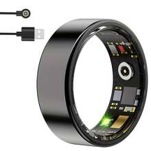 智能戒指，男女通用健身追踪器，血氧监测，血压监测，睡眠监测，计步，兼容和安卓系统，无需订阅费 - 黑色 - 查看 13