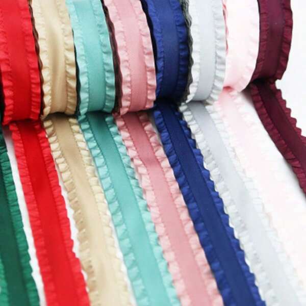 (5 Yards/Roll) 2.2cm Ruffle Ribbon, Gift Packaging Crinkle Satin Ribbon, Floral Wedding Decor Craft Ribbon (Handmade, Slight Line Marks Are Normal, Color May Vary Slightly From Photos)