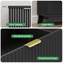 Fluted 6 Drawers Dresser For Bedroom, 46" Tall Modern Chest Of Drawers With Metal Handle, Curved Profile Design,Natural Wood Drawer Organizer For Bedroom, Living Room, Hallway, Entryway - 黑色 - 查看 6