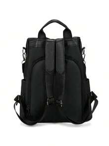 Leisure Travel Anti-Theft Backpack, Equipped With Detachable Shoulder Straps, Lightweight, Zipper-Closed, Adjustable Shoulder Straps, A Multi-Functional Backpack Suitable For Outdoor Use - Black - View 2