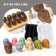 6-Grid Round, Skull-Shaped, And 4-Grid Rose-Shaped Ice Cube Balls. Large Ice Cube Maker Suitable For Whiskey Cocktails And Homemade Beverage Refrigeration Ice Molds - Black - View 11