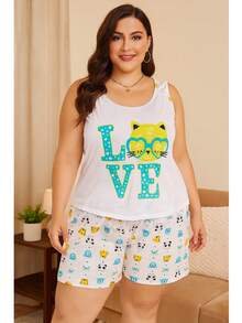 Baby Doll Pajamas Plus Size Comfortable Reinforced Elastic Wide Straps Day To Day Comfort Mesh And Garter Belt Intimate Fashion Nightwear Large Nightwear - 愛護動物 - 查看 1