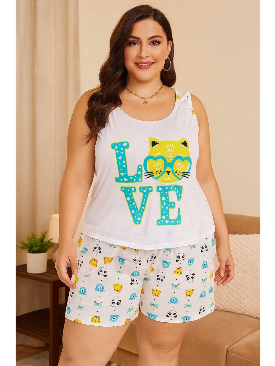 Baby Doll Pajamas Plus Size Comfortable Reinforced Elastic Wide Straps Day To Day Comfort Mesh And Garter Belt Intimate Fashion Nightwear Large Nightwear - 愛護動物 - 查看 1