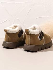 1 双儿童户外冬季厚实保暖软底舒适幼儿鞋，时尚百搭毛茸茸靴子 - 黃色 - 查看 4