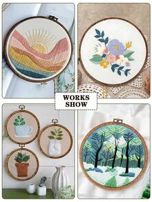 1pc Brown Round Faux Wood Grain Vintage Palace Style DIY Cross Stitch Embroidery Hoop, Made Of High-Quality ABS And PVC Materials, Deformation-Resistant, With Metal Hanging Hook, Available In 7 Sizes, Suitable For Halloween, Christmas Decoration, Phone/Key Chain, Bag Charm, Hair Accessory, Desk/Bedside Decor