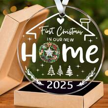1 buc cadouri de casă nouă, primul Crăciun în casa noastră nouă, ornament din sticlă decorare casă nouă, cadou de casă nouă, decorațiune agățată de Crăciun, decorațiune de brad, cadou creativ pentru casă nouă, decorațiune de Crăciun