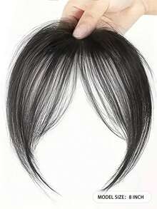 1pc/2pcs/4pcs Synthetic Wig With Split Bangs, Hair Extensions, Clip On Style, Natural Seamless Forehead, French Diagonal Bangs, And Eight Character Bangs