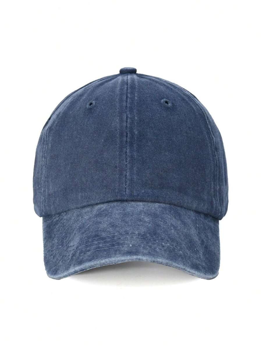 1pc Vintage Solid Color Baseball Cap, Sun-Shading Breathable, Fashion Versatile, Unisex Design Suitable For Travel, Outdoor Activities - Baby Blue - View 1