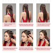 Clip In Hair Extensions Blonde Clolor 24 Inch 6 Pcs Set Long Straight Hair Extension Synthetic Hairpieces For Women Girls Daily Use - Gold-613 - View 4