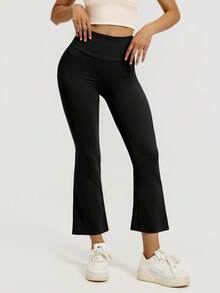 1 pieza Pantalones cortos deportivos de verano de alto impacto y alta elasticidad con diseño de levantamiento de cadera y cintura alta, sin costuras, de unicolor, para fitness al aire libre, running, entrenamiento, ciclismo, boxeo. Elásticos, delgados, suaves, de secado rápido, transpirables y que absorben la humedad.