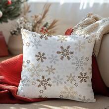 1 Stück minimalistischer Weihnachts-Schneeflocken dekorativer Kissenbezug, einseitig aus weichem Pfirsich-Samt, 45*45/50*50/40*40 cm Kissenbezug für moderne Stoffsofas, Inneneinrichtung, Partydekoration, Geschenk